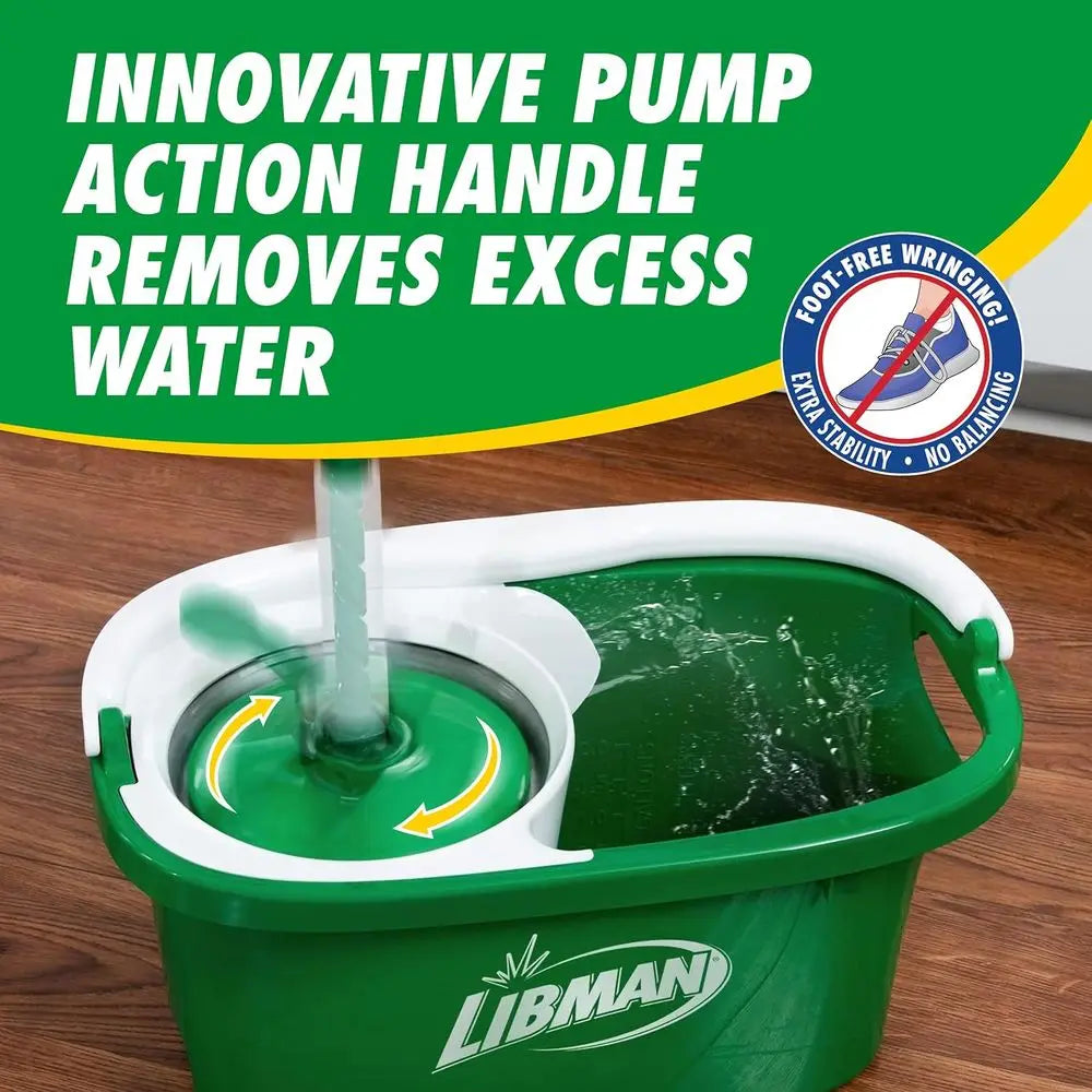 Tornado Spin Mop System, Mop and Bucket with Wringer Set, Hardwood Floor Cleaning, 2 Total Included