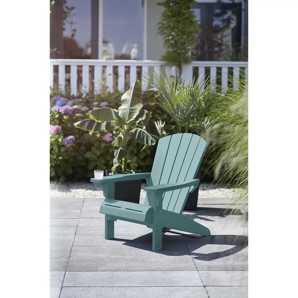 Resin Outdoor Patio Chairs with Cup Holders - Ideal for Beach, Pool, and Fire Pit Areas, Teal