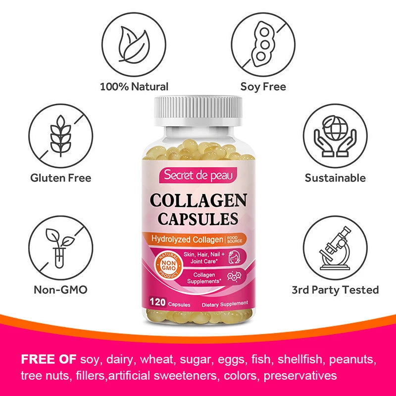 BBEEAAUU Collagen Capsules Whitening Skin Care Anti-aging Products Beauty White Collagen Glow Supplement 60 Capsules