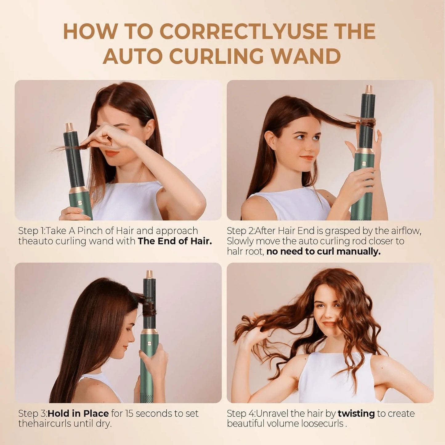 UKLISS 5-in-1 Green and Gold Air Styler: Perfect Valentine's Day Gift, 800W Power, for Curling Straightening, and Blow-drying