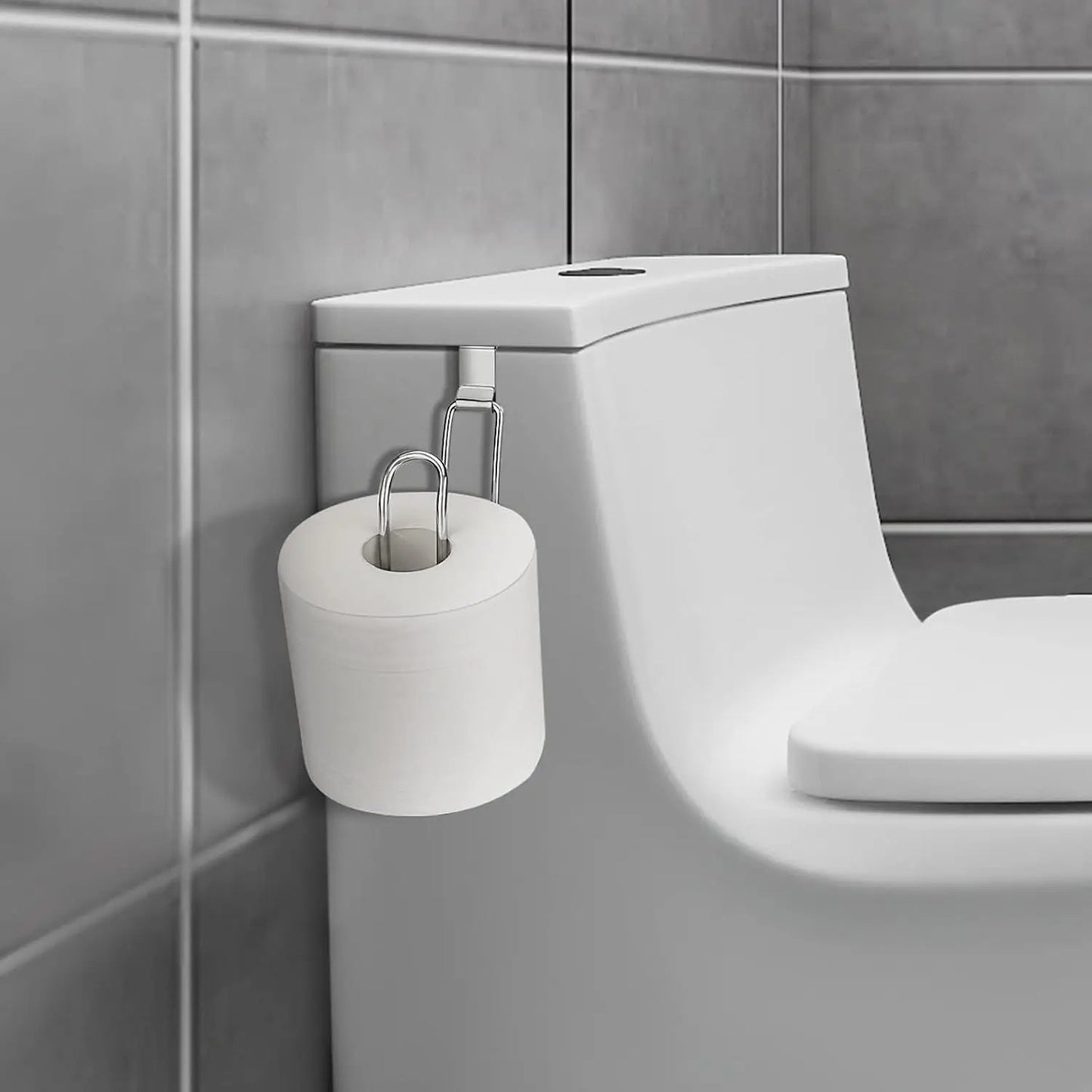 Space-Saving Toilet Paper Holder, Over the Tank Storage, Easy Install, Chrome