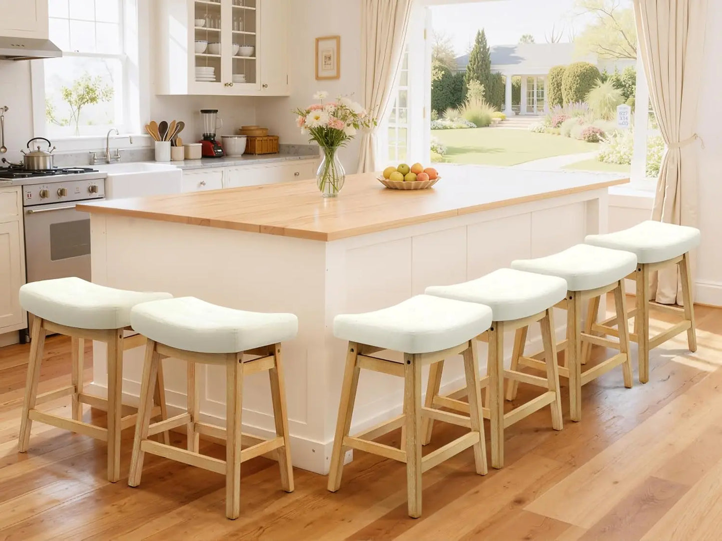 Counter Height Bar Stools Set of 6 for Kitchen Counter, Backless Farmhouse Island Short Barstools No Back with, Customized