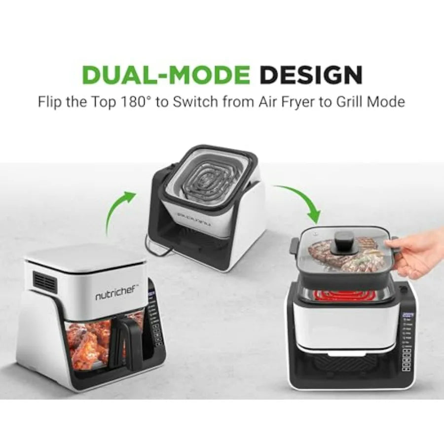 4 QT Air Fryer Grill 8-1 Preset Cook Modes Transparent Glass Fry Bowl for Best Cooking Results Cook Shrimp Steak Fries Wings Mo