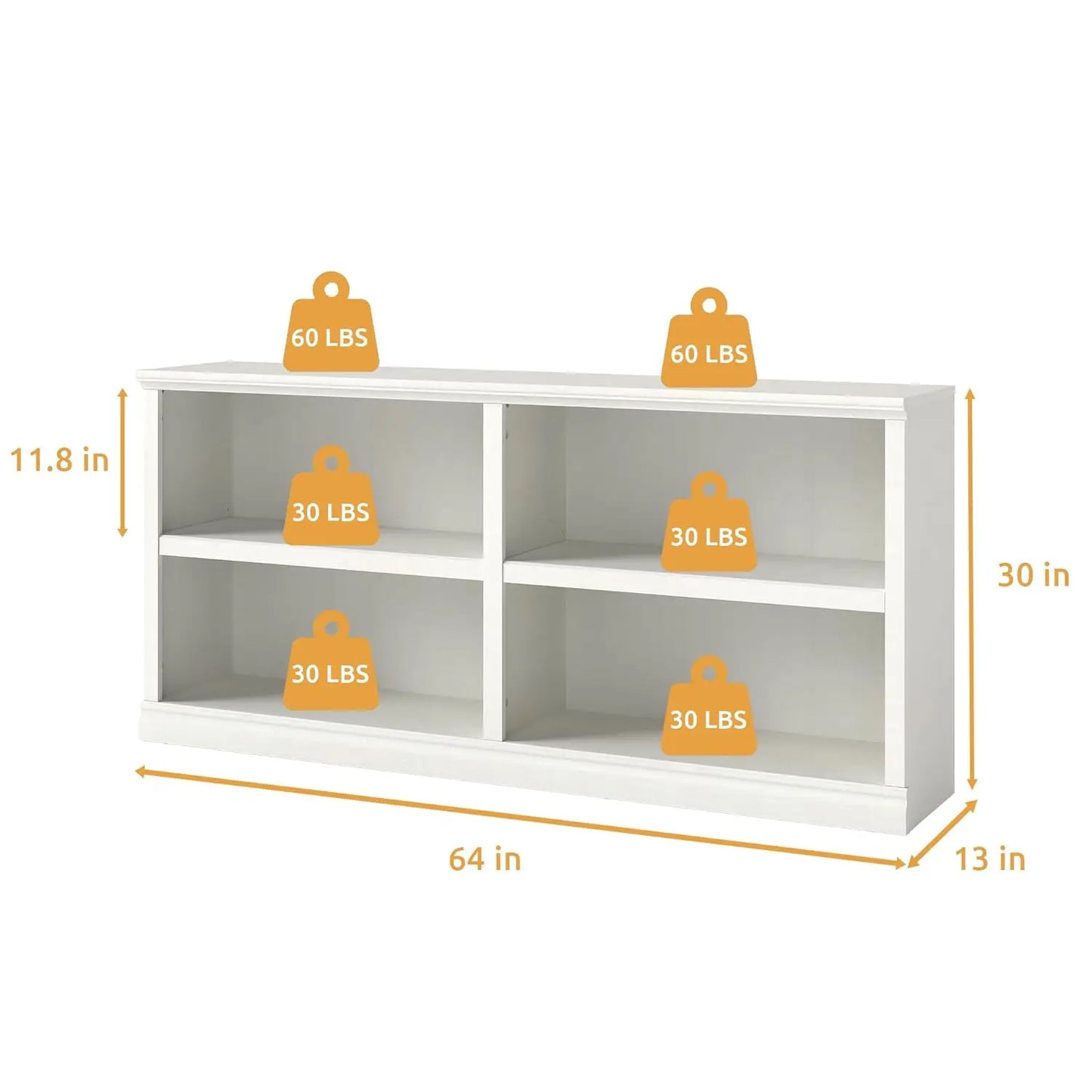 Double Wide Open Shelf Bookcase - 2 Tiers 4 Storage Cube Adjustable Space Book Case, Display Cabinet Organizer with, Customized