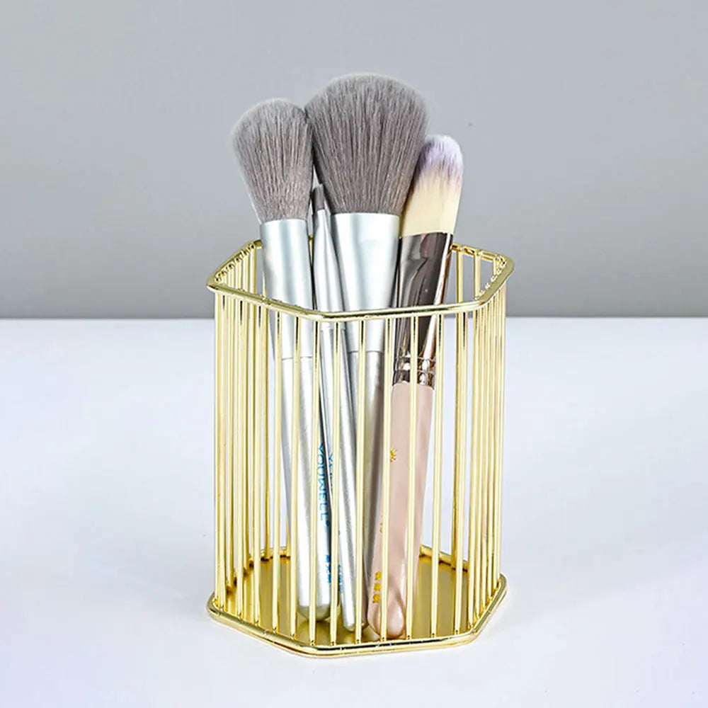1 metal iron makeup brush storage bucket/office stationery storage basket/stainless steel multi-function storage box