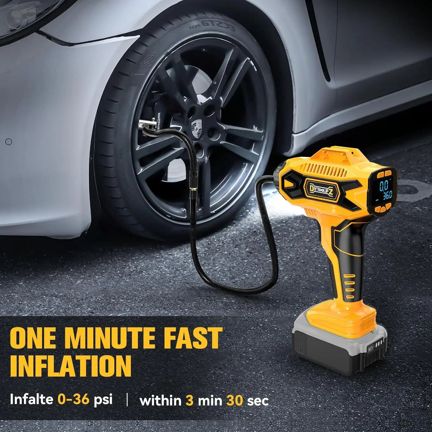 DEWALT Cordless Digital Tire Inflator Kit Precision Gauge up to 160 PSI Car Maintenance Tool with Inflatable Pump