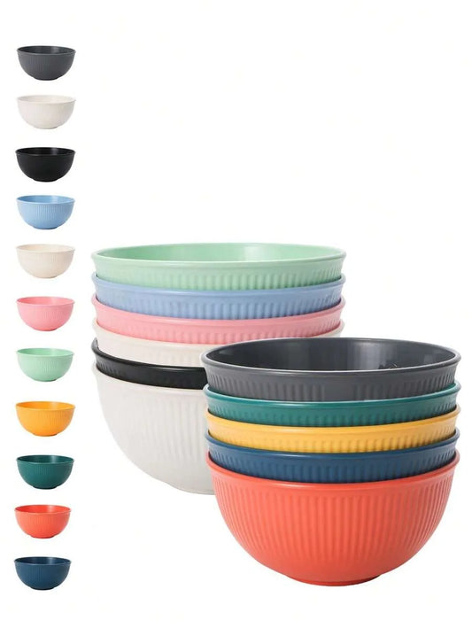 Plastic bowl, reusable and durable, suitable for camping picnic kitchen, microwave and dishwasher safe