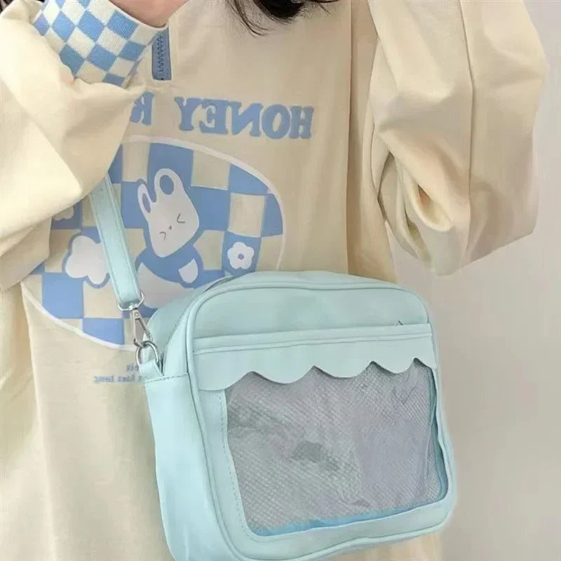 Japanese Harajuku Women's Ita Bag PU Transparent Pocket Itabag High School Girl Uniform JK Crossbody Shoulder Bag Handbag