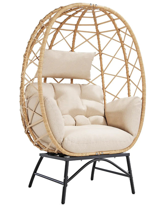 Wicker Egg Chair Outdoor, Oversized Patio Lounge Chairs with Cushion for Indoor Living Room, Bedroom, Outside, Customized