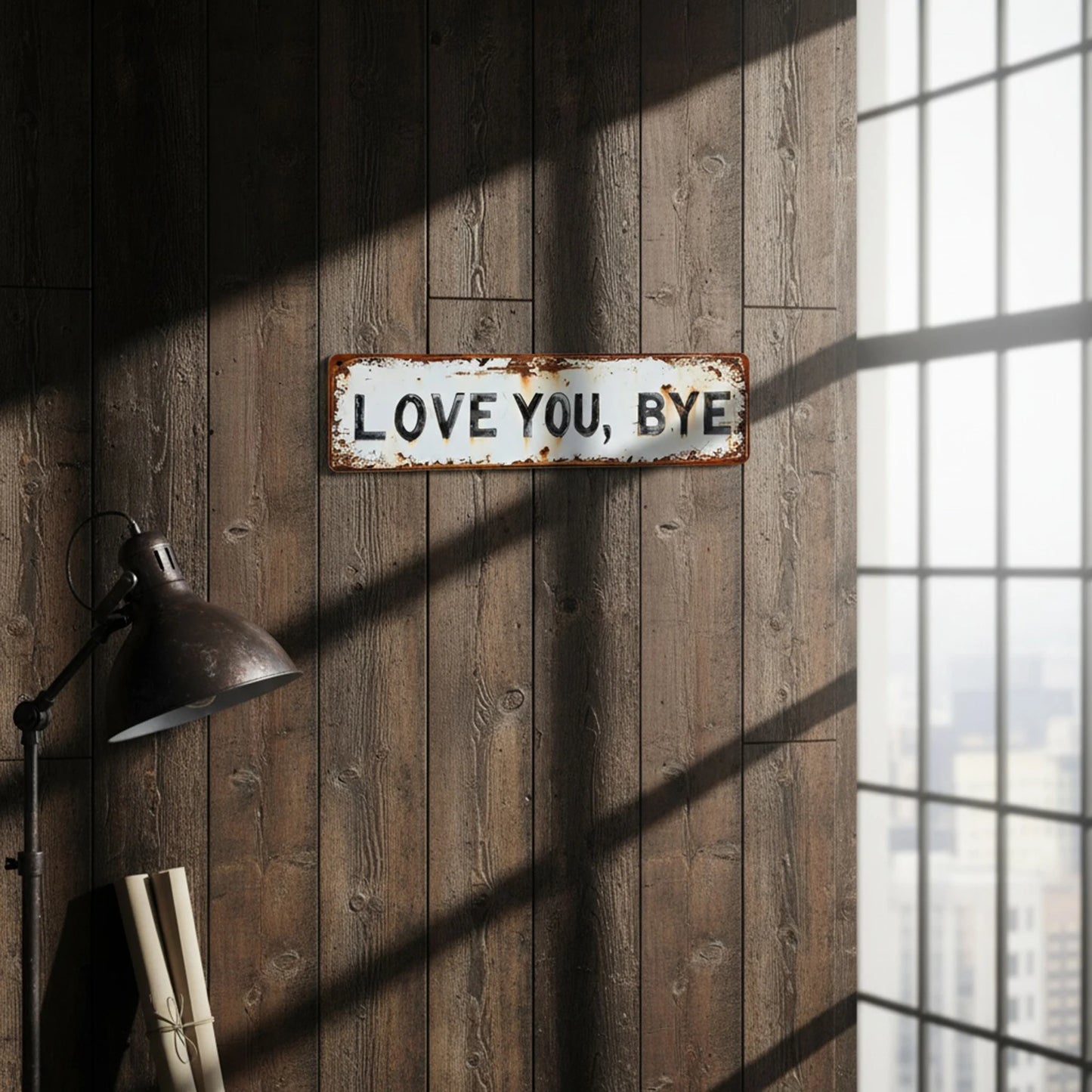 Love You Bye Retro Metal Wall Plaque Wear Resist Hallway Entryway Door Signs Hanging Plaque Rustic Walls Art for New Year Gift