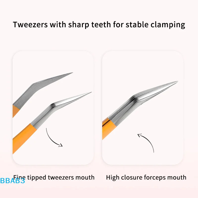 【B】False Eyelash Tweezers Lash Extension Stainless Steel Scrapbook Sticker Tape Picking Straight Head Elbow Tweezers DIY Crafts