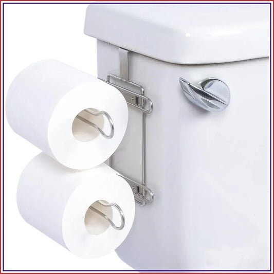 Over the Tank Toilet Paper Roll Holder Stainless Steel Bathroom Tissue Storage Rack Chrome Finish