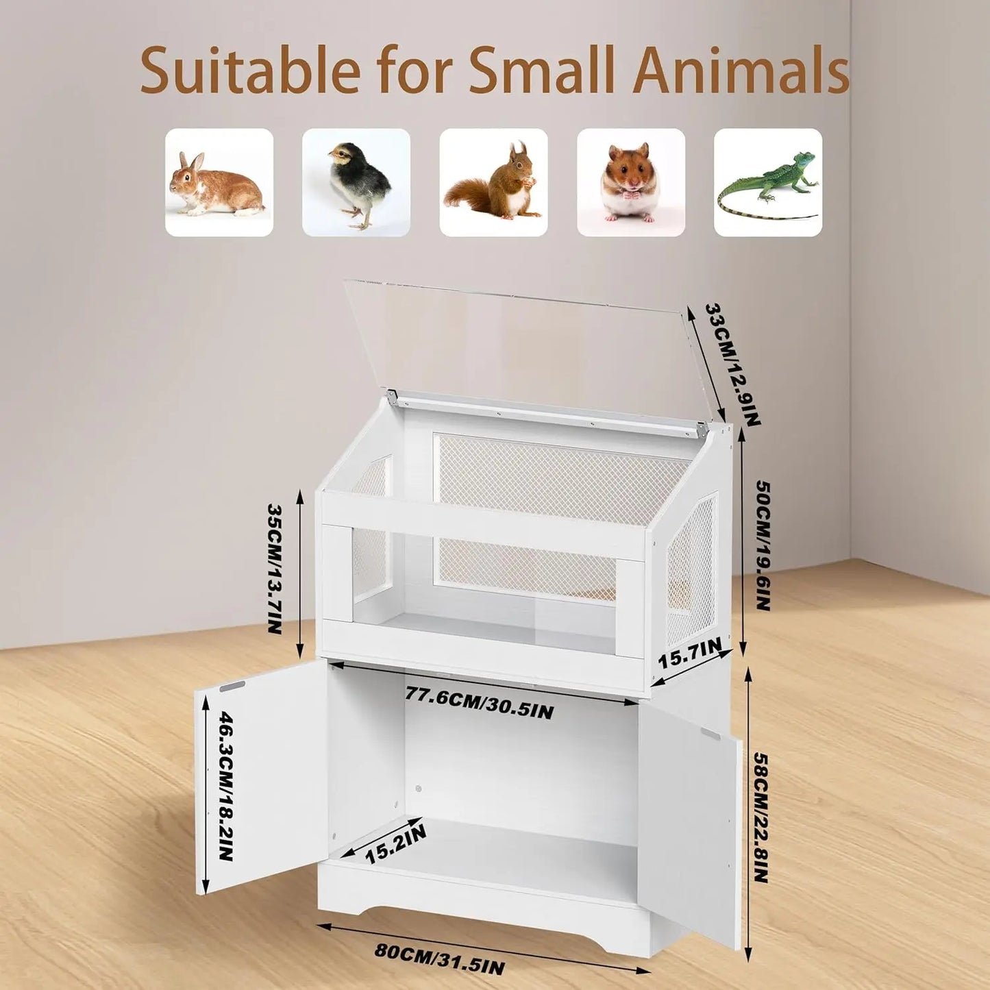 Hamster Cage, Small Animal Cages with Storage Cabinet, Visual and Ventilated Large Habitats Hamster House for Rat,, Customized