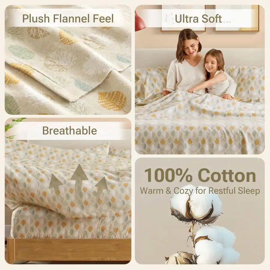 North by Flannel Sheets Queen Size, Cozy 100 Cotton Flannel Bed Sheets, Ultra Soft Cute Sheet Set, Novelty Print Themed Cold Wea
