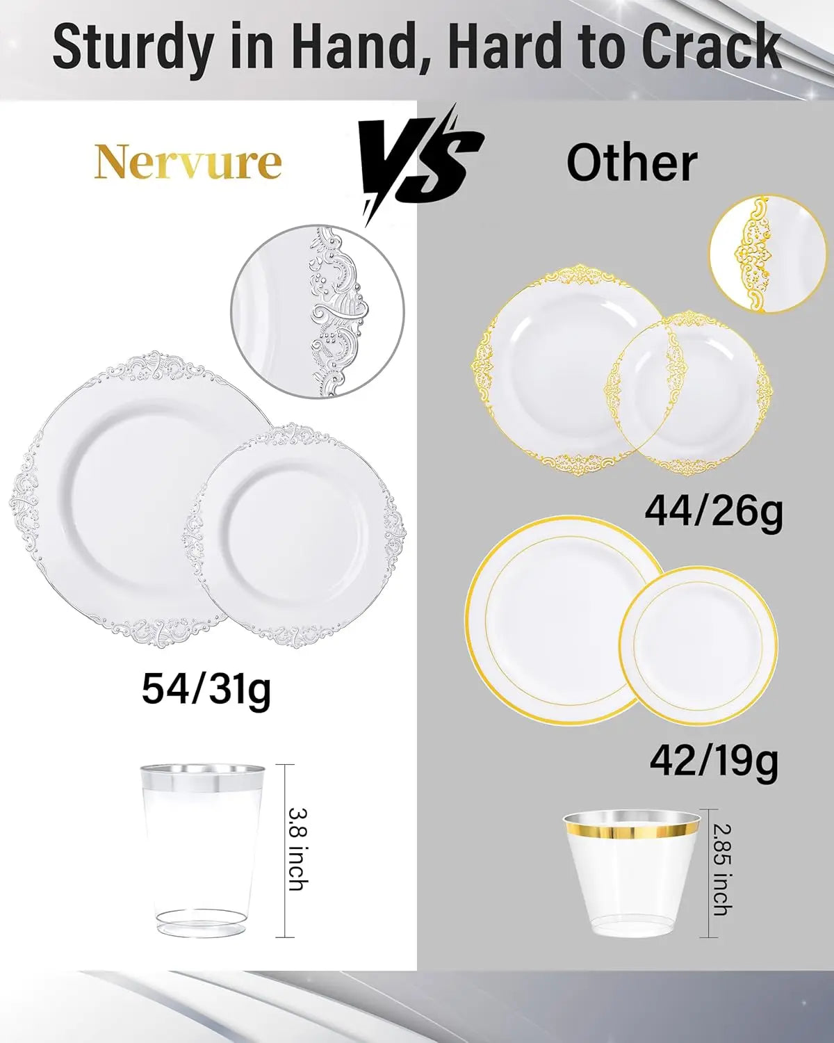 175PCS Silver Plastic Plates Set for 25 Guests, Includes Plates, Cups, Utensils & Napkins for Wedding & Party