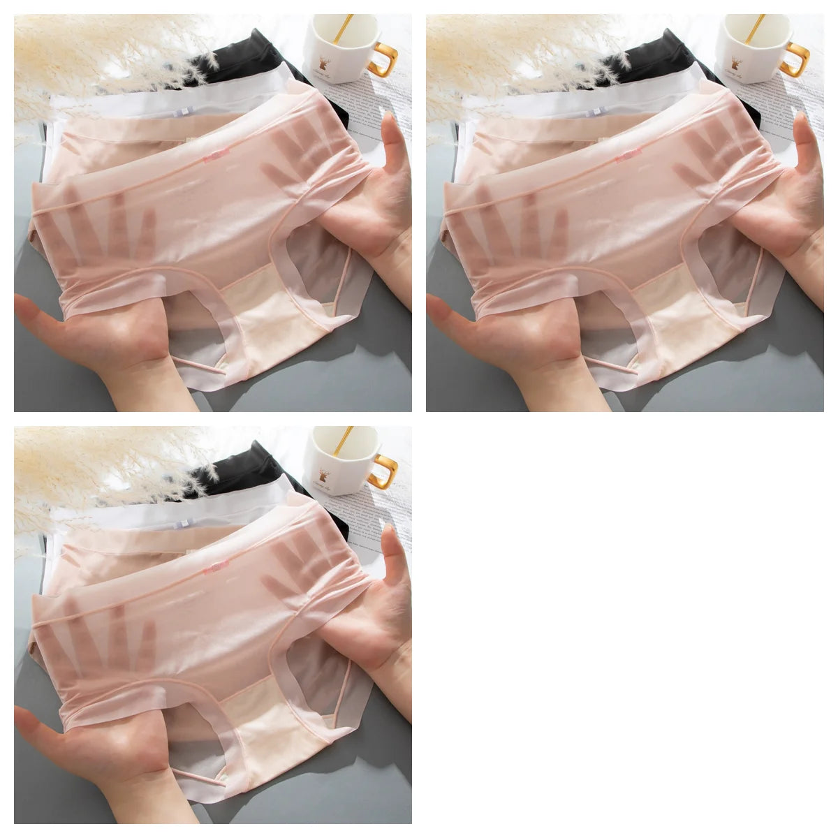 3Pcs/Set Low Rise Briefs Panties For Women Ice Silk Quick Drying Female Seamless Underwear Solid Color Underpants Sexy Lingerie