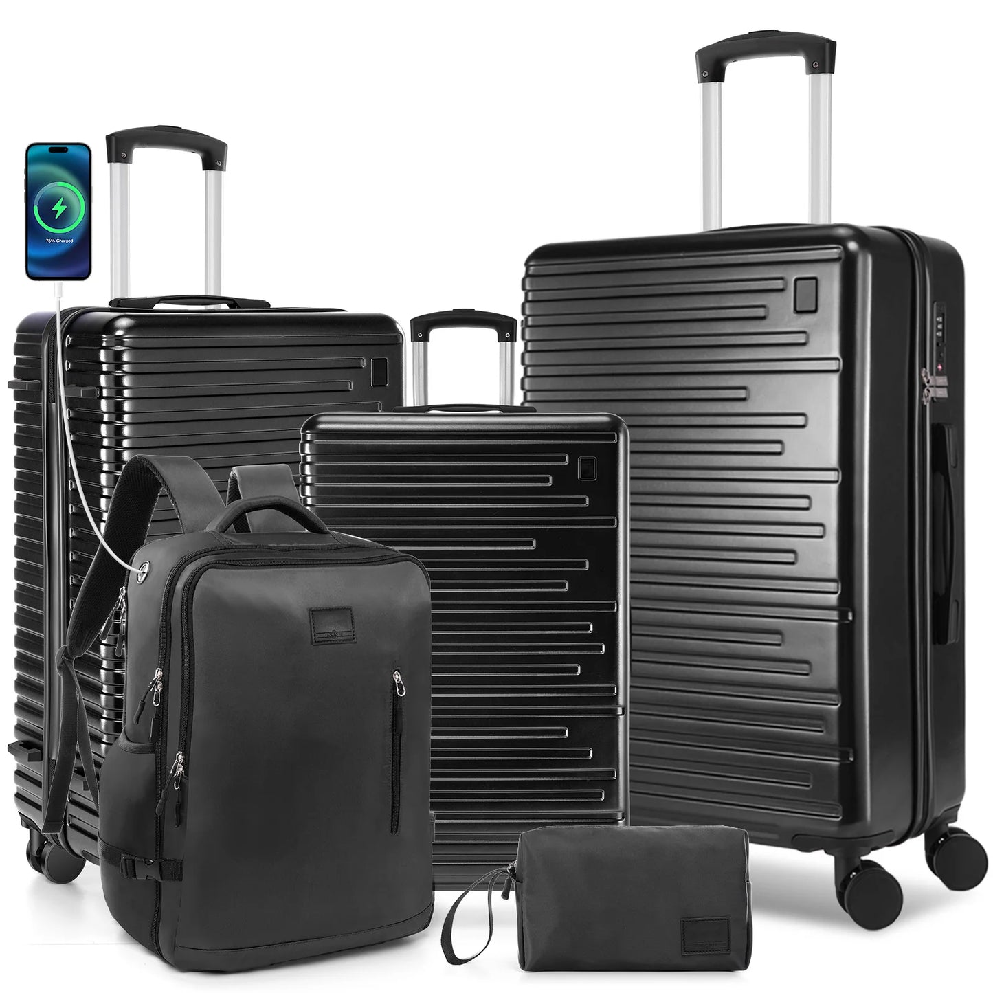 3/5pcs Luggage Set Carry On Suitcase With Spinner Wheel TSA Lock 20/24/28'' Luggage Include Backpack Toiletry For Business Trip