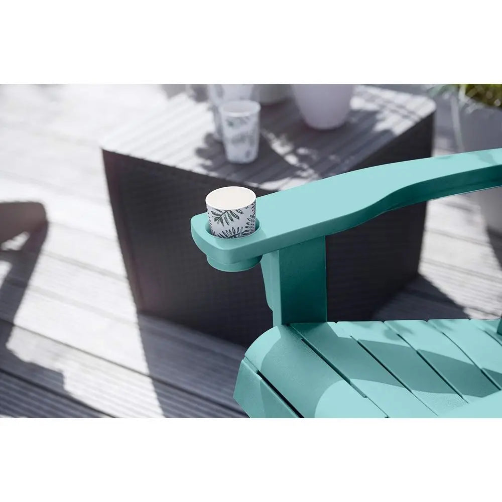 Resin Outdoor Patio Chairs with Cup Holders - Ideal for Beach, Pool, and Fire Pit Areas, Teal