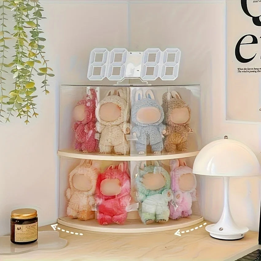 A display cabinet designed for LABUBU, featuring a dust-proof design and a crescent perfect for showcasing LABUBU's collections.