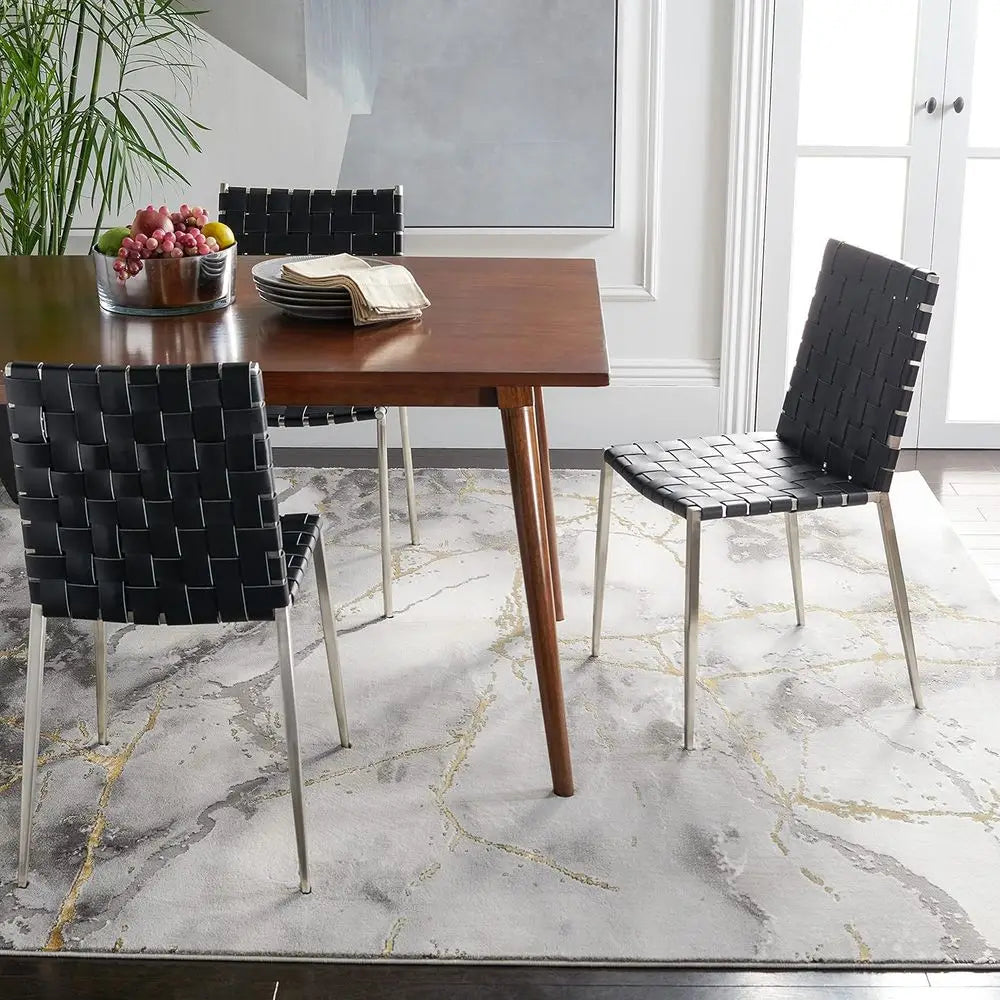 Area Rug 8' x 10', Grey & Gold, Modern Abstract, Non-Shedding, Easy Care, Ideal for Living Room, Bedroom (CFT877F)