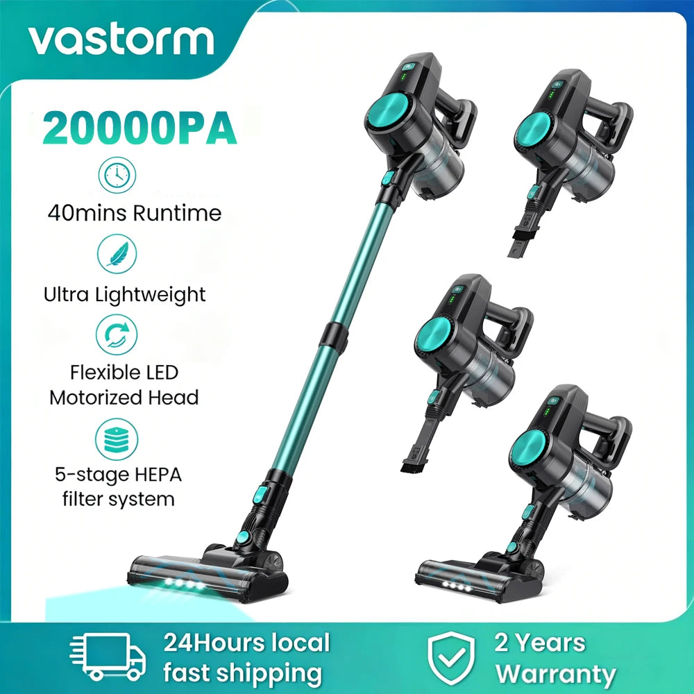 Vastorm N3T Cordless Vacuum Cleaner 20Kpa Ultra Lightweight 6 in 1 Stick Vacuum Up to 40min Runtime for Home Pet Hair Hard Floor