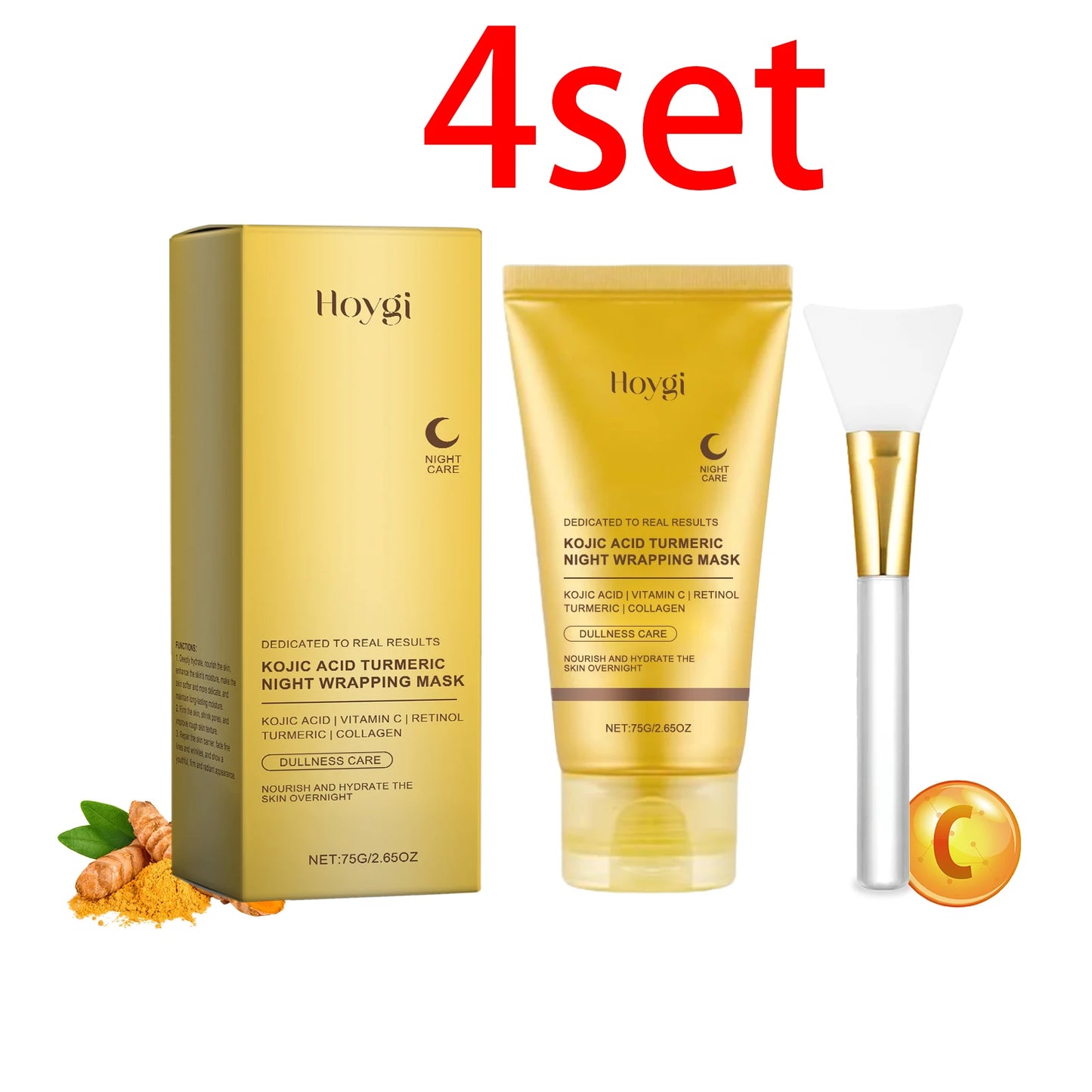 Hoygi Turmeric Face Mask Peel off Mask Wrapping Night Deep Cleansing Pores Oil Control for Brightening Rejevenation Skin Care