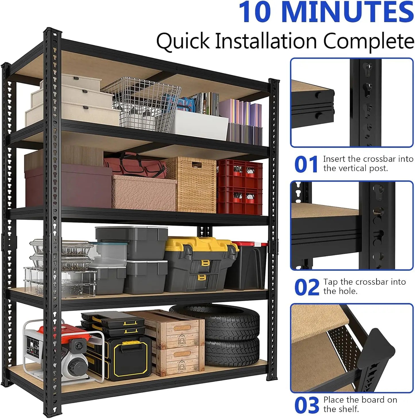 78'' H Heavy Duty Garage Storage Shelves 2200 LBS Metal Shelving Units Adjustable Storage Rack for Basement Warehouse Pantry Clo