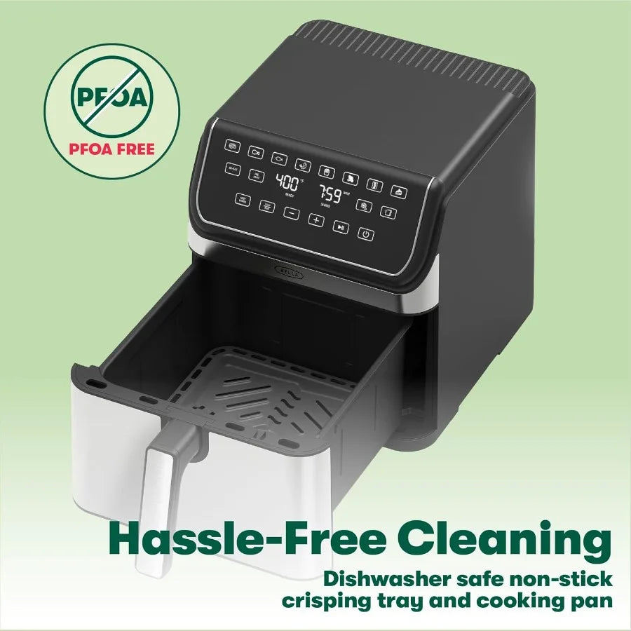 8 Qt Digital Air Fryer with TurboCrisp Technology for Large Family Meals Nonstick Cooking Basket and Crisping Tray for Even Bro