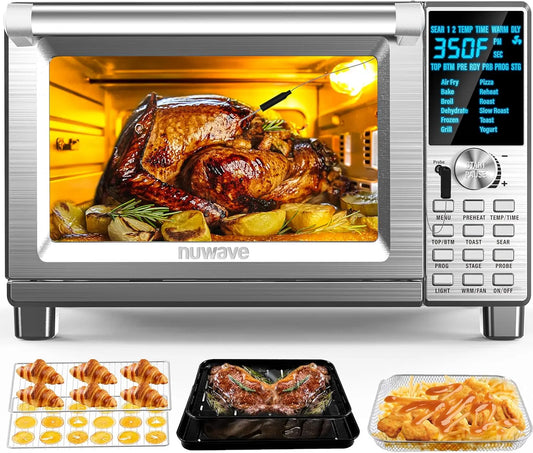 12-in-1 Air Fryer Toaster Oven, 30-QT XL Capacity, 50°-500°F Temperature Control, Adjustable Heaters
