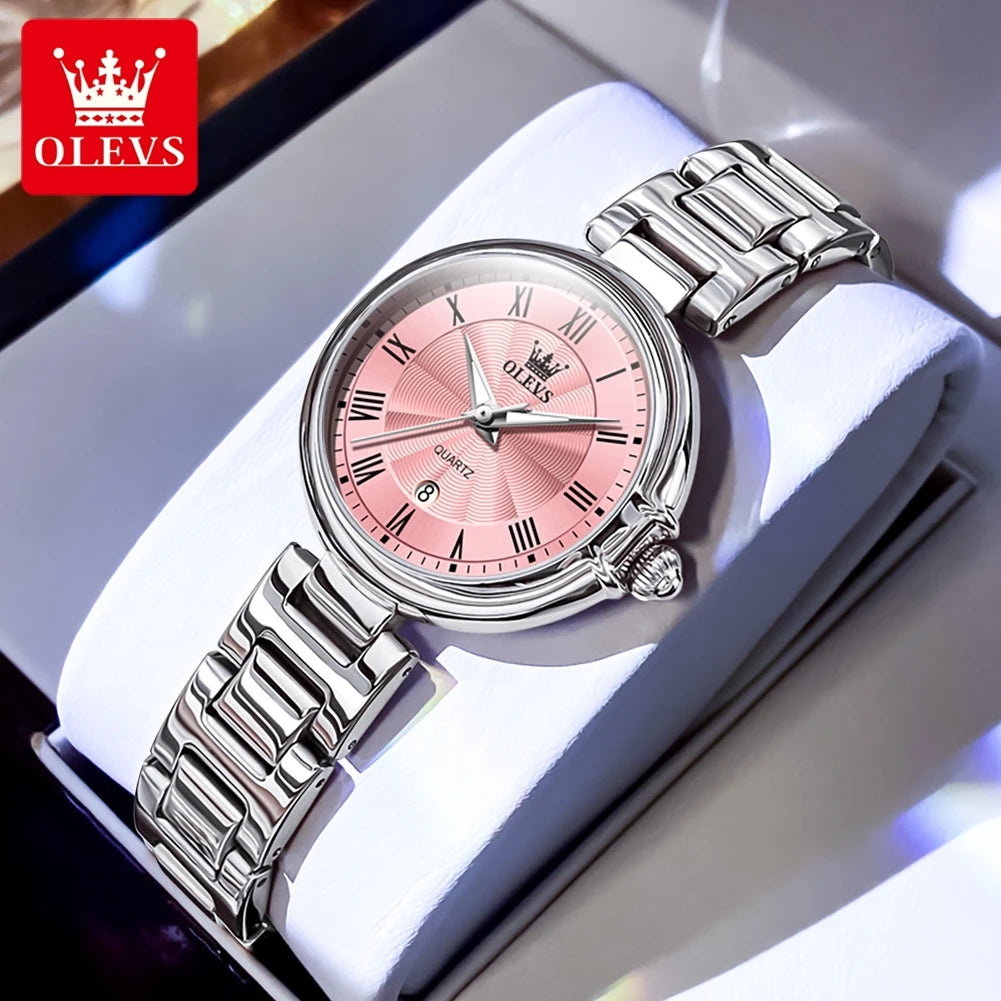 OLEVS 5608 Women Fashion Watch Stainless Steel Calendar Night Light Watch Original Brand Elegant Women Quartz Watch Reloj Mujer
