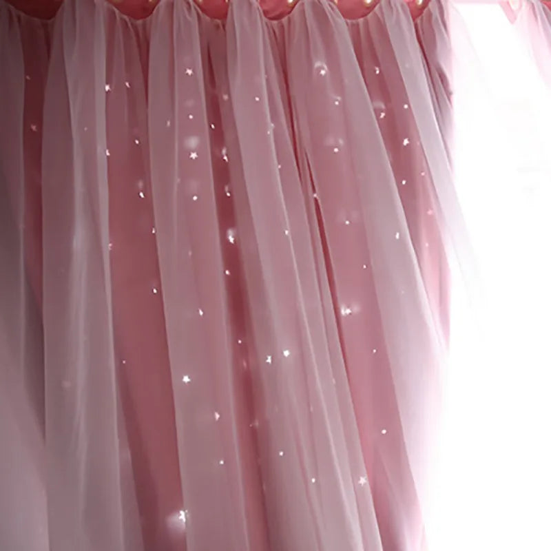 Curtains Blackout Curtains for Bedroom Window Decoration Double Layer Star Cut Out Aesthetic Living Room Decor Wall Home Curtain