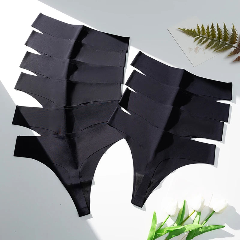 10PCS/Set Women's Panties Black Female Thongs Sexy Lingerie Breathable Underwear Sports Comfortable G-Strings Seamles Panty