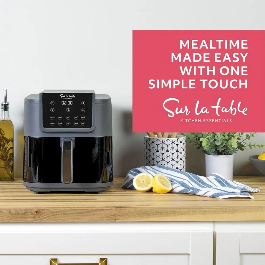 KITCHEN ESSENTIALS 5-in-1 Compact 8-Quart Basket Air Fryer with Window for Easy Viewing Digital Touchscreen Display with 10-Pre