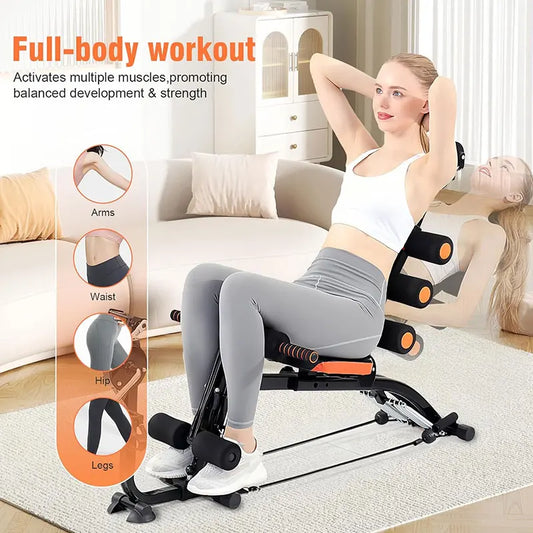 Foldable abdominal exercise bench，Adjustable sit-up machine with leg locking device Home gym core trainer, for training abdomina