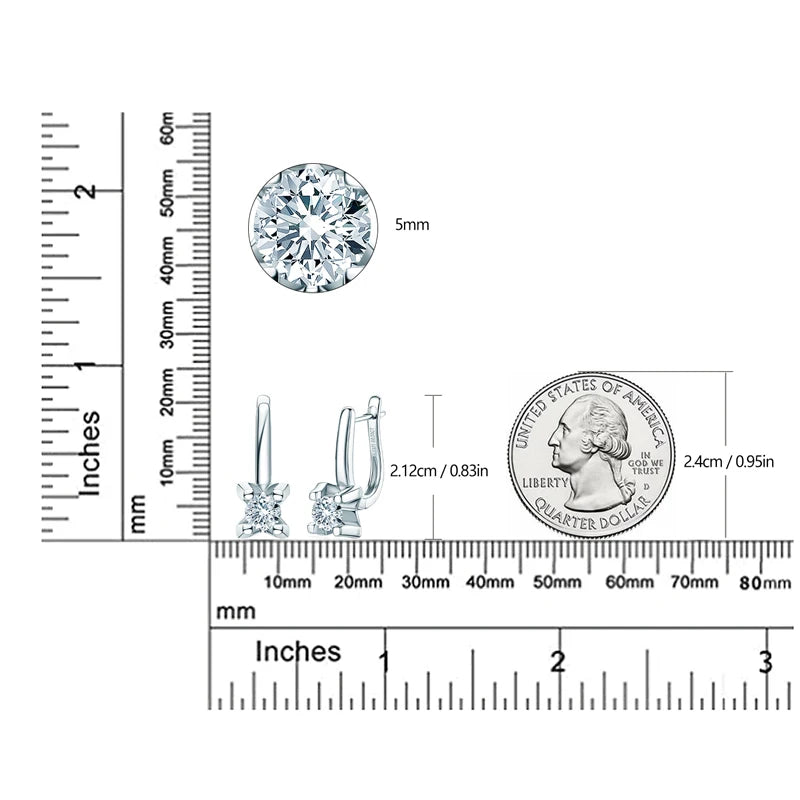 5.0mm 0.5CT Moissanite Ladies Clip Earrings 925 Sterling Silver Round Cut  Birthday Party Fashion Jewelry Gifts with Certified