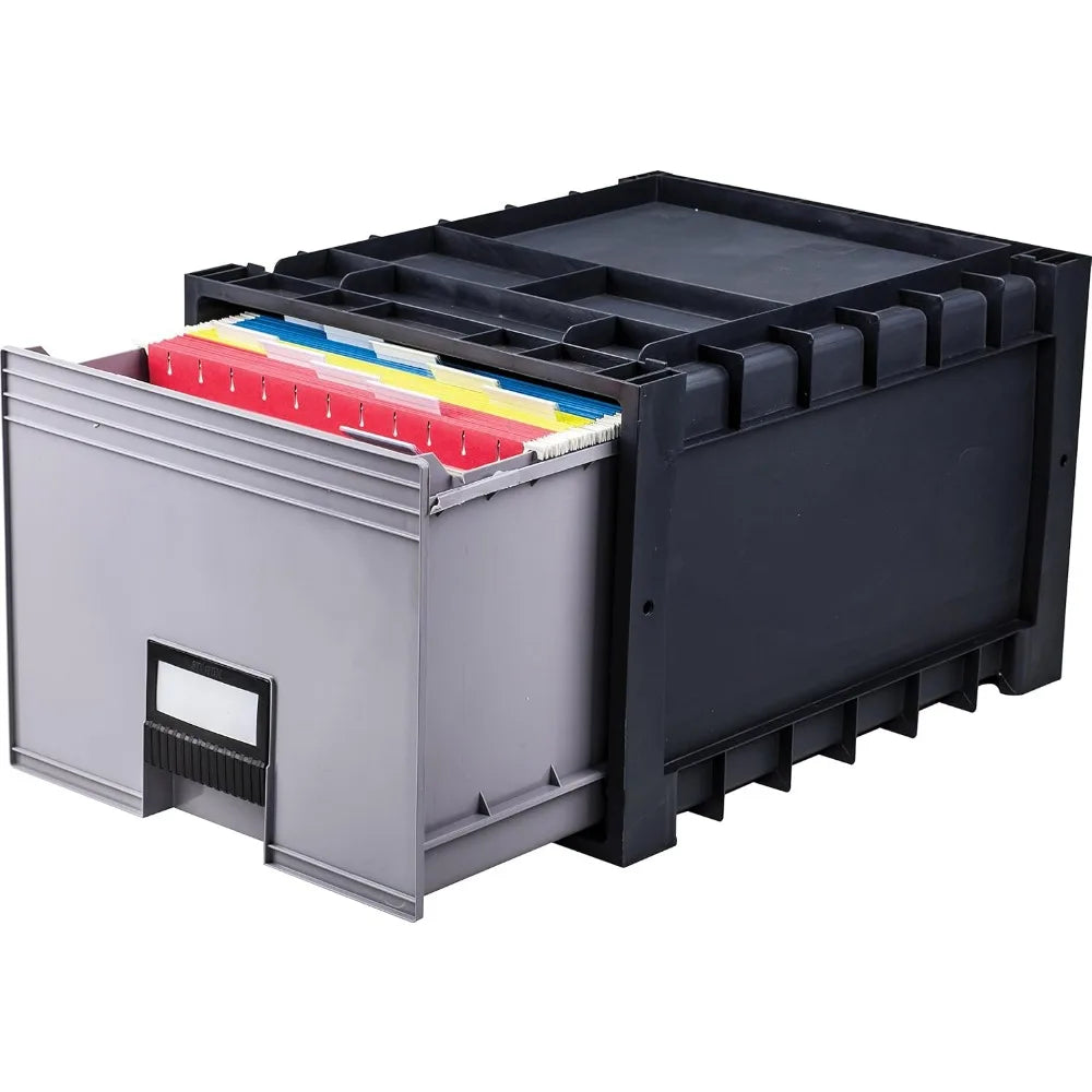 Storex Plastic Archive Storage Drawer with Lock, Letter Size, 18-Inch Drawer, Black (STX61178U01C)
