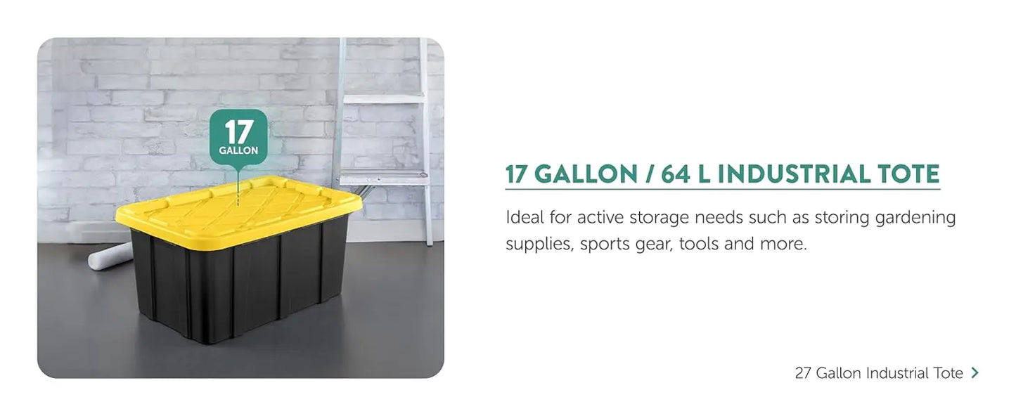 8-Pack Industrial Tote, Plastic Storage Container Bins with Lids, 38 Gallon - Heavy-Duty Organizing Containers for Closet, Bathr