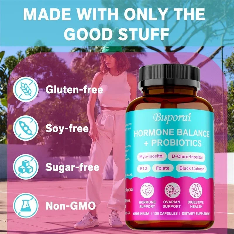 Hormone Balance + Probiotics - Relieve Menopausal Discomfort, Control Weight, Support Ovarian Function - 120 Capsules