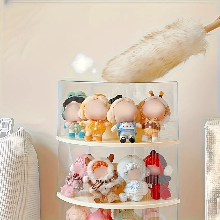 A display cabinet designed for LABUBU, featuring a dust-proof design and a crescent perfect for showcasing LABUBU's collections.