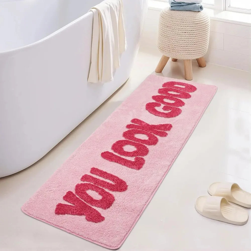 You Look Good Pink Carpet Bathroom Floor Mat Long Carpet Pink Bedroom Carpet Carpet for Live Room Bedside Rug Home Decoration