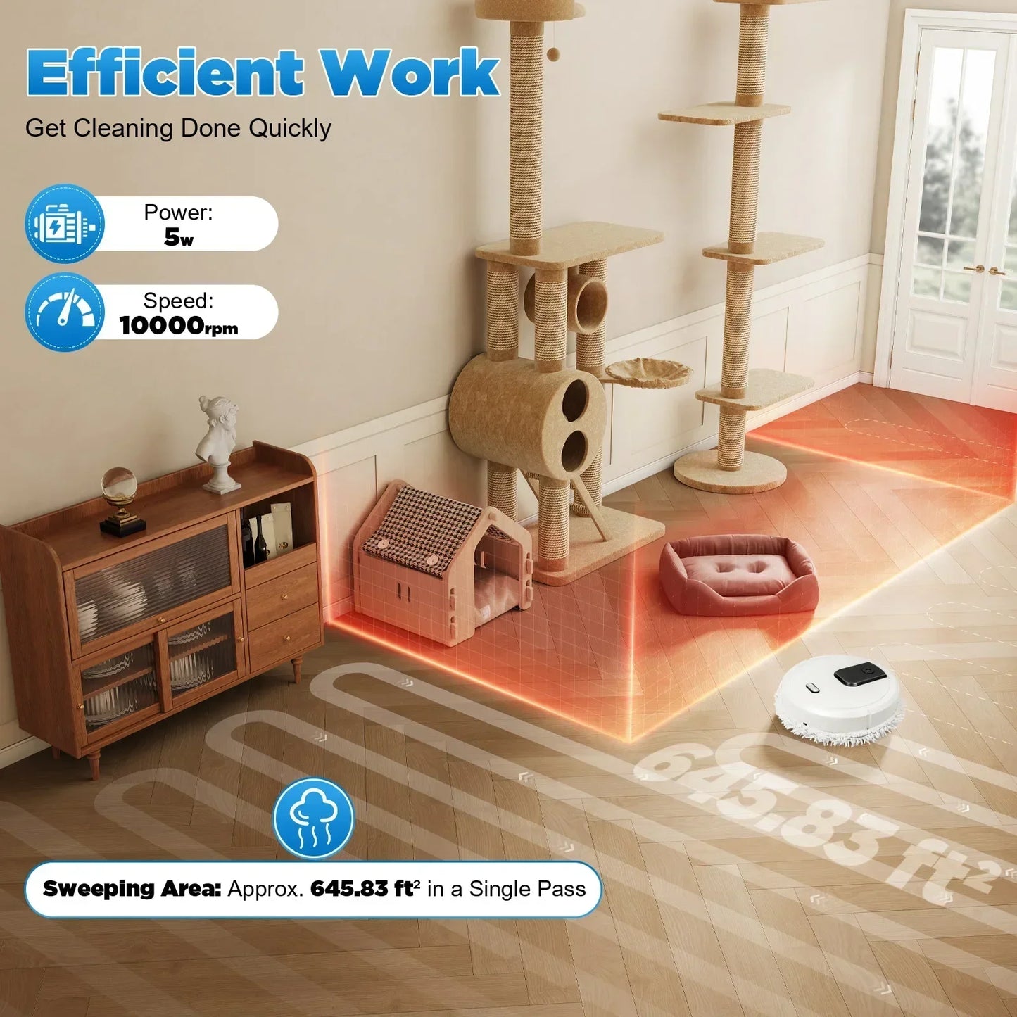 BYMAOCAR 60min Cleaning Robot Mop 360° Full-Surround Wipe Cleaner Sweeping Mopping,with Self-Emptying Base,Wet and Dry Available