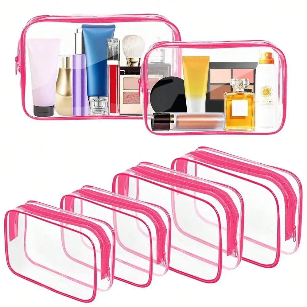 Clear Makeup Bag,Portable Travel Toiletry Bags With Zipper, TSA Approved Clear Organizer Bags, PVC Cosmetic Pouch For Airport A