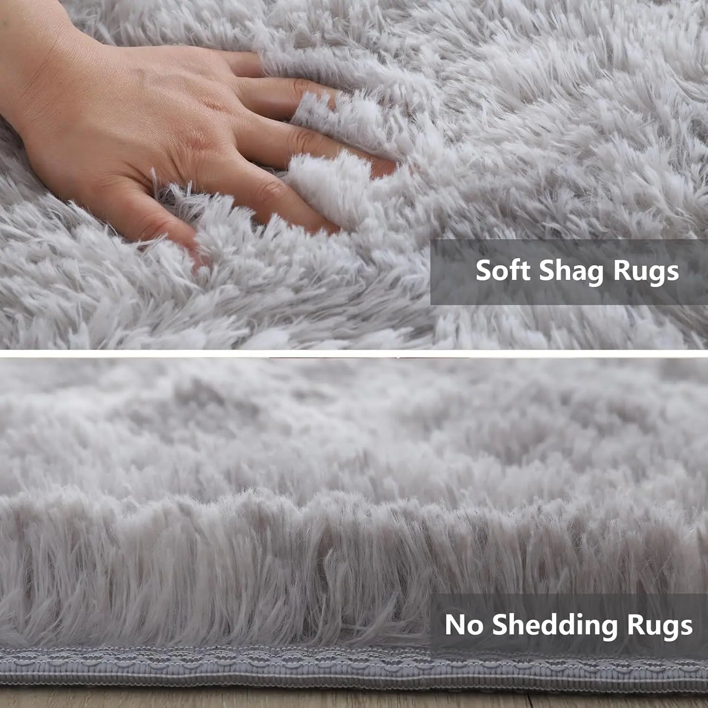 Ultra Soft Fluffy Shag Area Rug, 8x10 Tie-Dye Grey, Non-Slip Carpet for Bedroom Living Room Nursery Kids Girls Home Decor