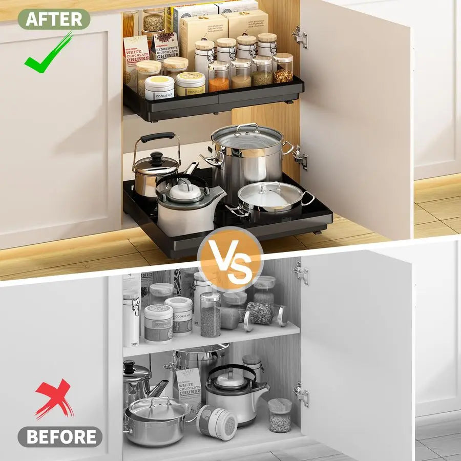 Pack Pull Out Cabinet Organizers Expandable 11.617.5, Plastic Slide Out Drawers for Kitchen, Bathroom, Pantry, Under Sink Storag