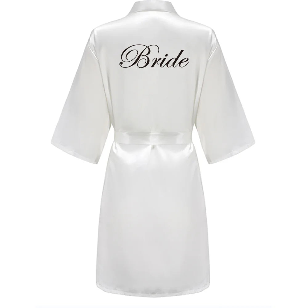 New Bathrobe Bride Satin-Silk Robe Women Bridal Party Sister Team Mother Shower Gift Bridesmaid Wedding Short Robes