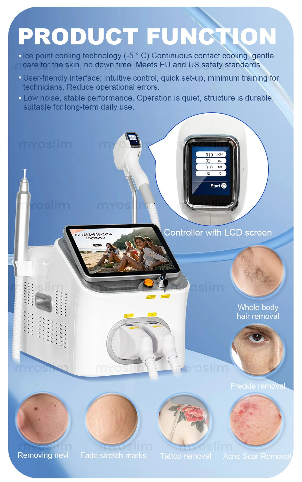 FAC 5000W 16Bars Diode Laser Hair Removal & Pico Laser Tattoo Removal 2-in-1 Machine 755 808 940 1064nm
