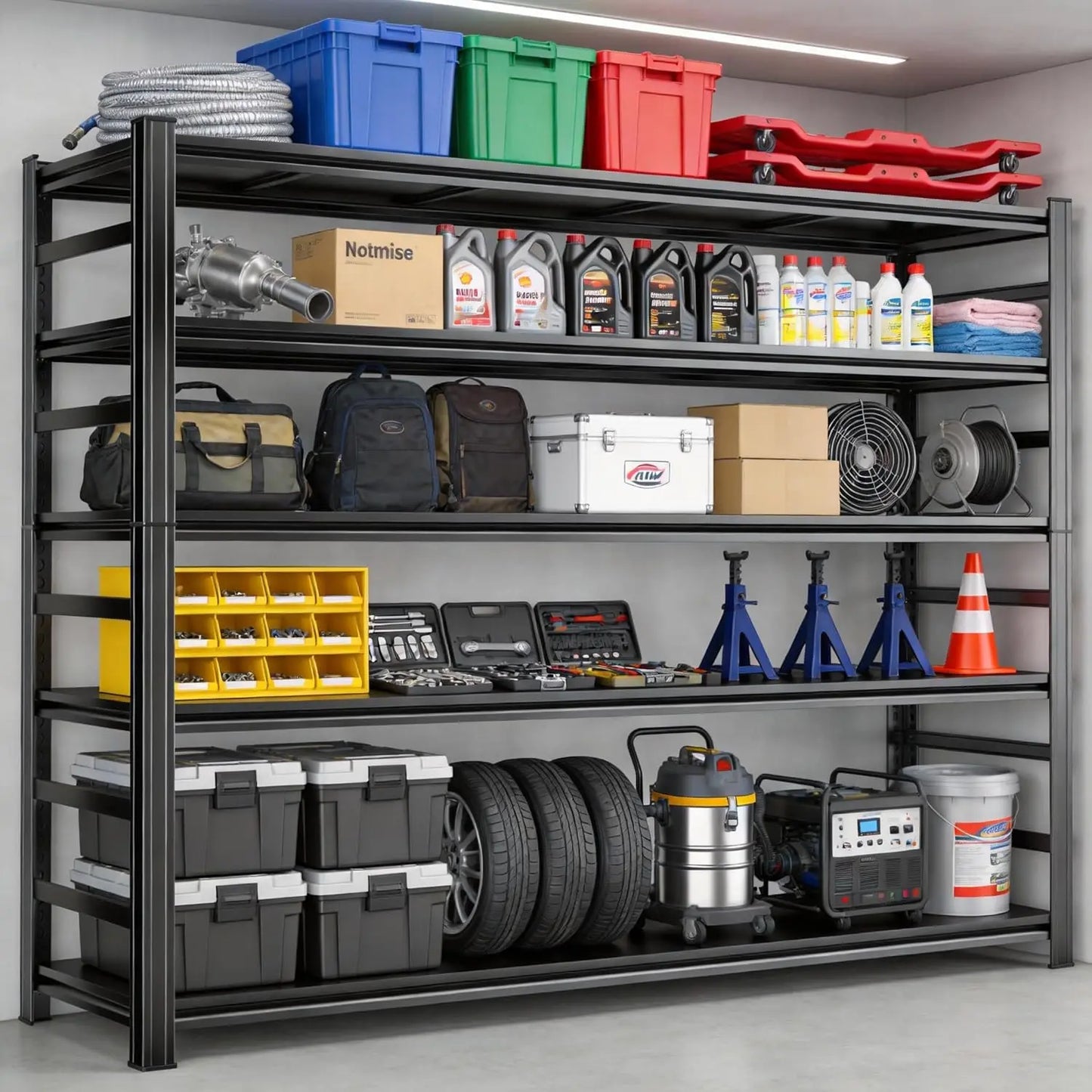 48" W Garage Shelving Heavy Duty Metal Shelves 5 Tier Adjustable Shelf Unit 3000 lbs Capacity Storage Stand, Customized