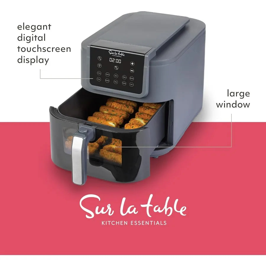 KITCHEN ESSENTIALS 5-in-1 Compact 8-Quart Basket Air Fryer with Window for Easy Viewing Digital Touchscreen Display with 10-Pre