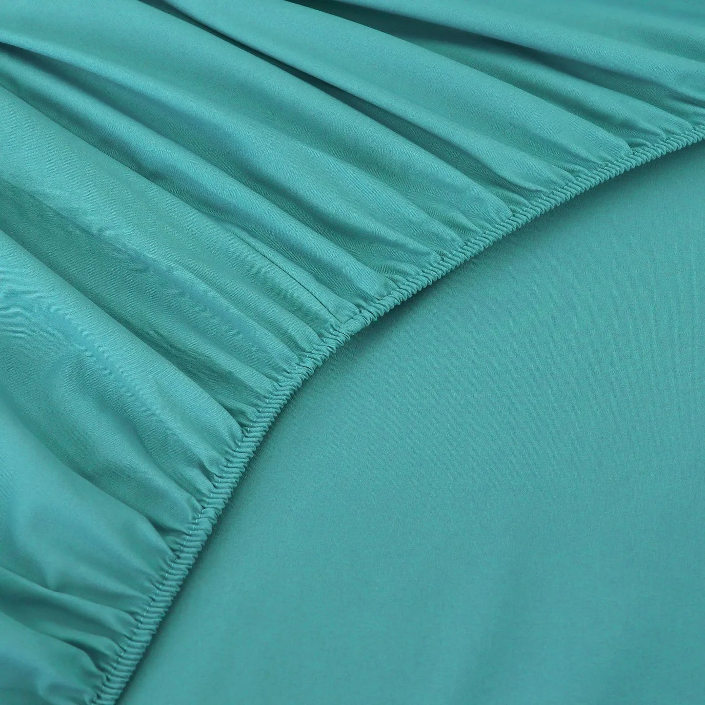 4-Piece Grass Green Bed Sheet Set, 100% Cotton Soft & Breathable, Deep Pocket Fitted Sheet for Queen Size Bed, All-Season Lu