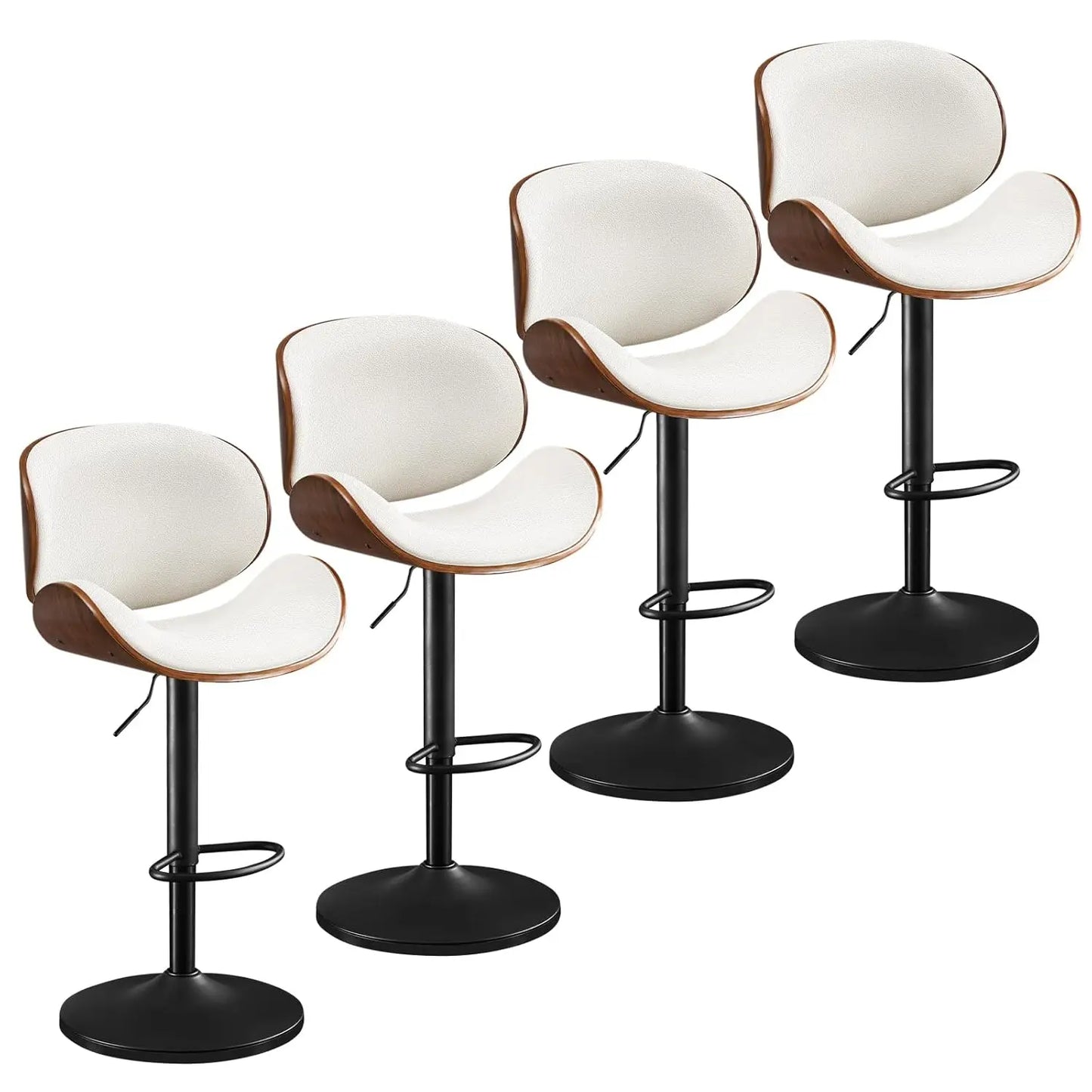 Swivel Bar Stools Set of 4, Adjustable Kitchen Counter Height BarStools with Arms, PU Leather Upholstered Bar Chair, Customized